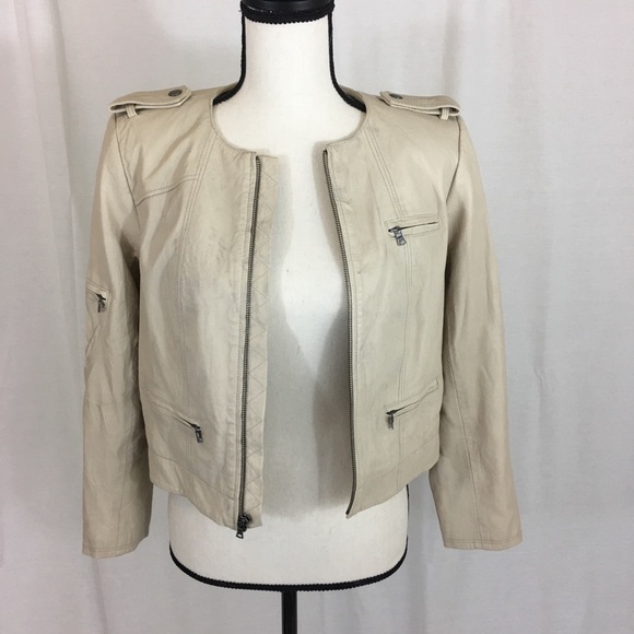 Alice + Olivia Taupe Leather Jacket - Picture 1 of 2